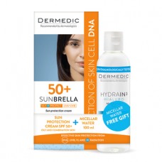 Dermedic SUNBRELLA Крем Солнцезащитный SPF50+ для жирной и смешанной кожи 50г + подарок HYDRAIN3 HIALURO Мицеллярная вода Н2О 100мл